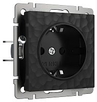 Розетка с заземлением без рамки Werkel Hammer 1-м. черный картинка